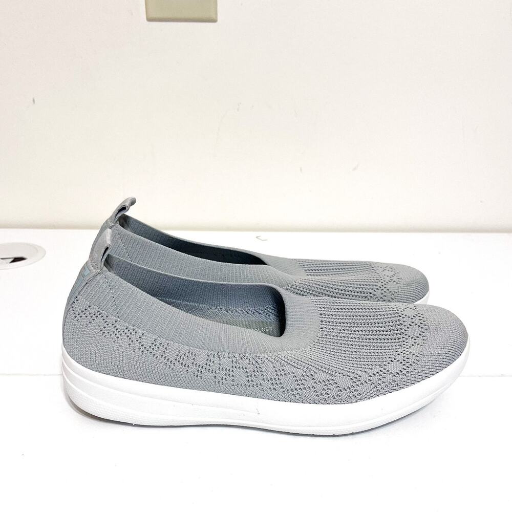 FitFlop Womens‎ Uberknit Ballerina Flats Size 8.5 Gray Slip On Knit Toning Shoes